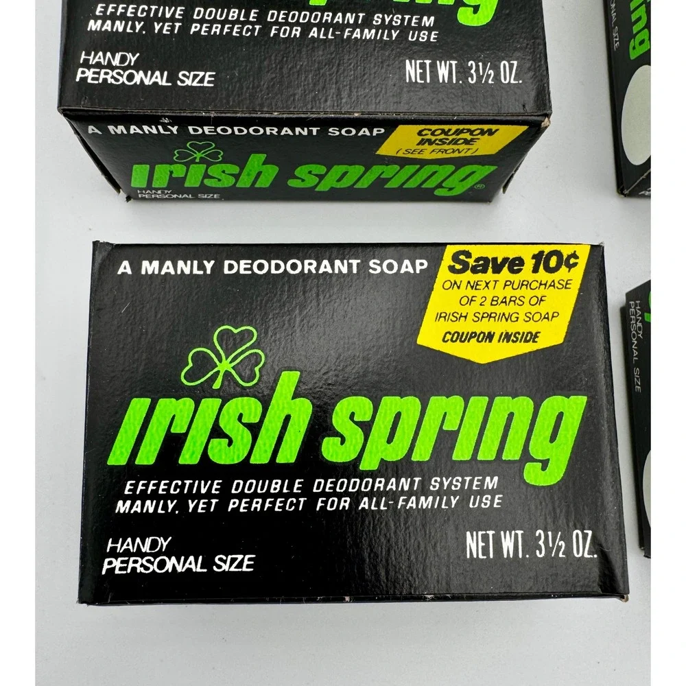 Lot of 5 Vintage Irish Spring Soap Bars - Pristine Deadstock Case Condition